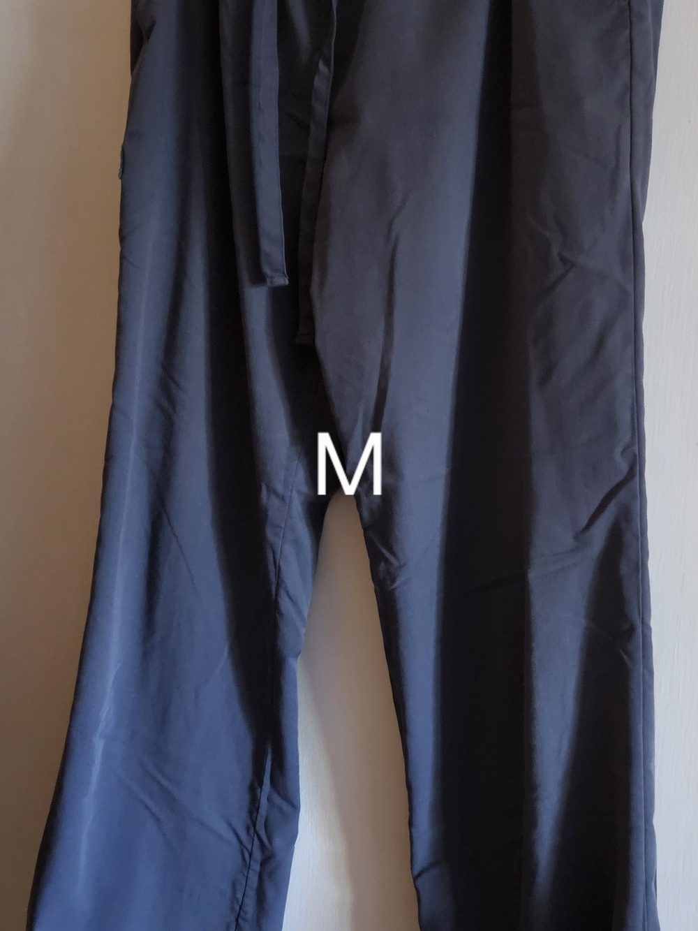 Womens Black Casual Drawstring Scrub Pants - M